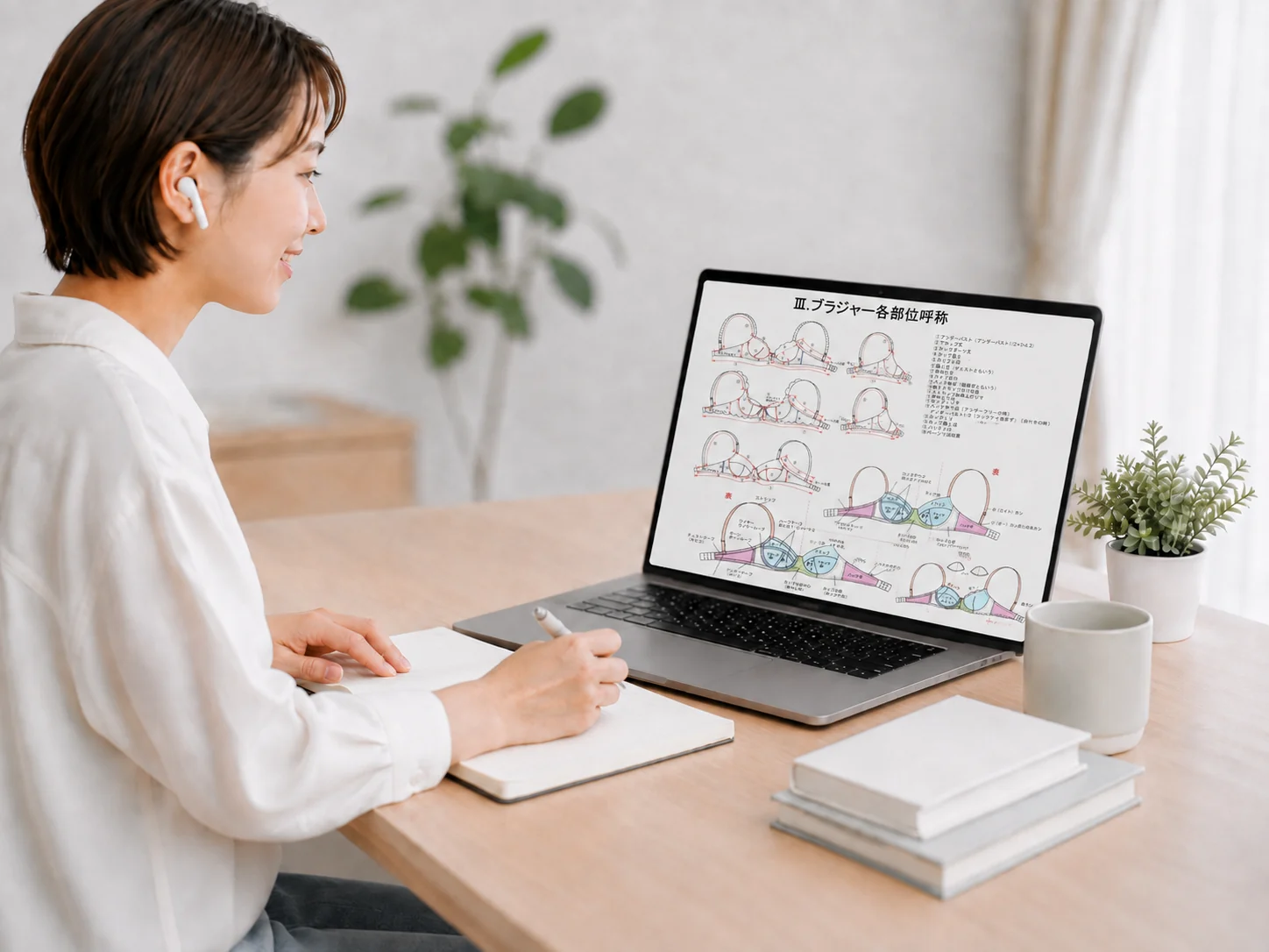 オンラインでランジェリーの構造を学ぶ受講イメージ